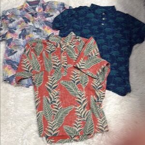 Tropical Print Polo Shirts Set